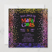 Karneval maskiert buntes Typografie-Quadrat Einladung (Rückseite)