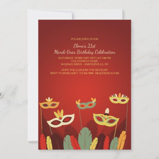 Karneval maskiert Einladung (Vorderseite)