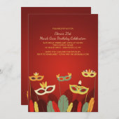 Karneval maskiert Einladung (Vorne/Hinten)