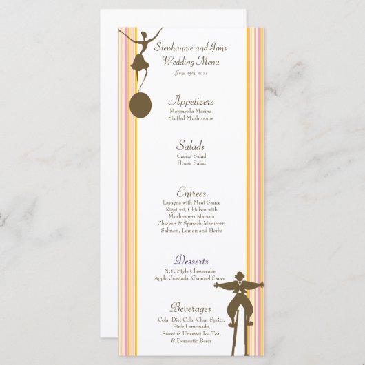 Karneval mit 25 Menükarten (Vorne/Hinten)