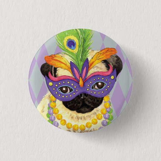 Karneval-Mops Button (Vorderseite)