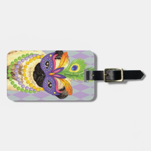 Karneval-Mops Gepäckanhänger (Vorderseite horizontal)