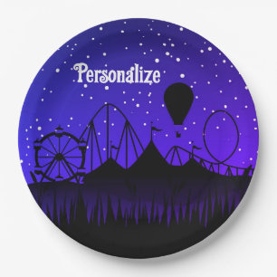 Karneval Nacht Sommermesse schwarz blau Pappteller