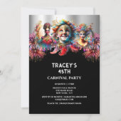 Karneval Nachtzirkus Feuerwerk Masquerade Masken Einladung (Vorderseite)