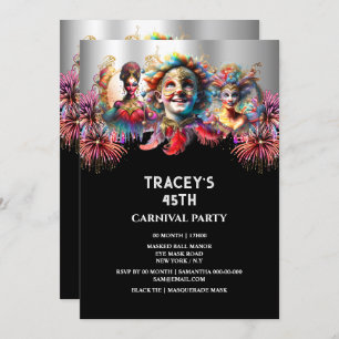Karneval Nachtzirkus Feuerwerk Masquerade Masken Einladung
