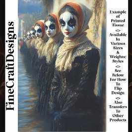 Karneval Noir bemalten Gesichtsfiguren BJ9 Decoupa Seidenpapier