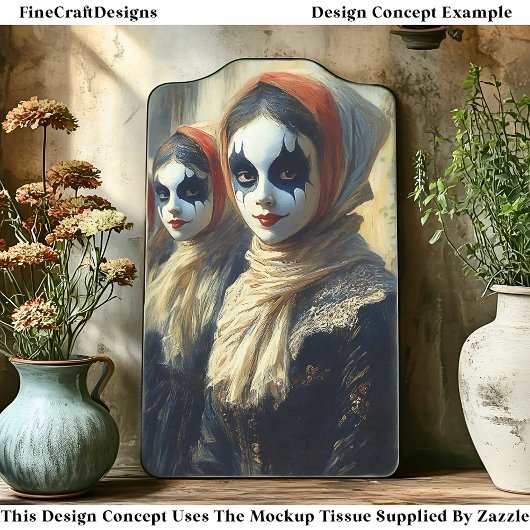 Karneval Noir bemalten Gesichtsfiguren BJ9 Decoupa Seidenpapier