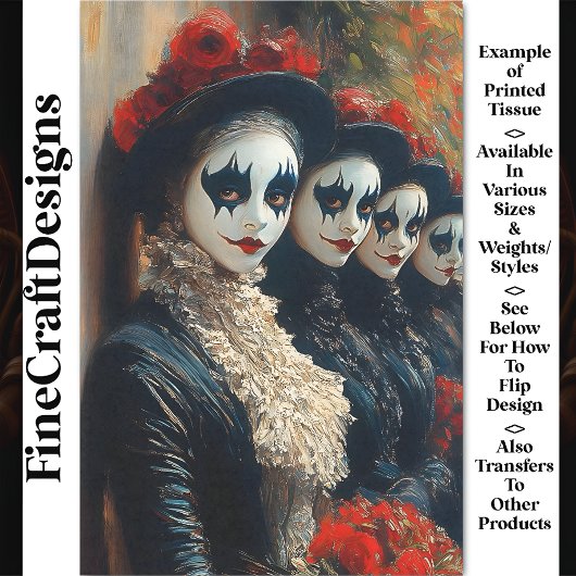 Karneval Noir Viktorianisch Mime Women BJ5 Decoupa Seidenpapier