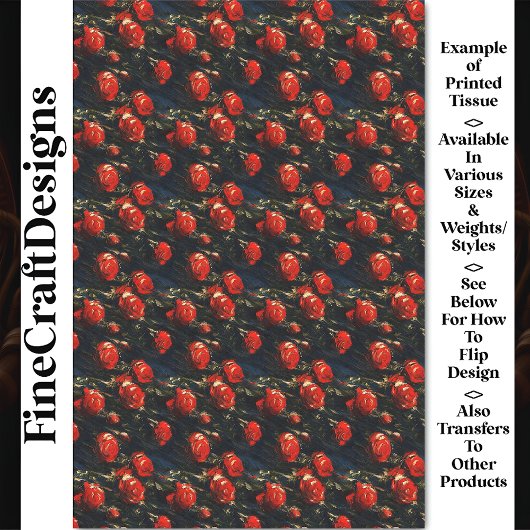 Karneval Noir Viktorianische Rose Tissue BJ6 Decou Seidenpapier