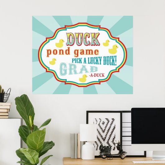Karneval oder Circus Duck Pond Game Sign Poster (Heimbüro)
