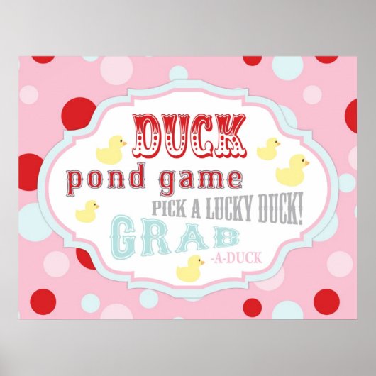 Karneval oder Circus Duck Pond Game Sign Poster (Vorne)