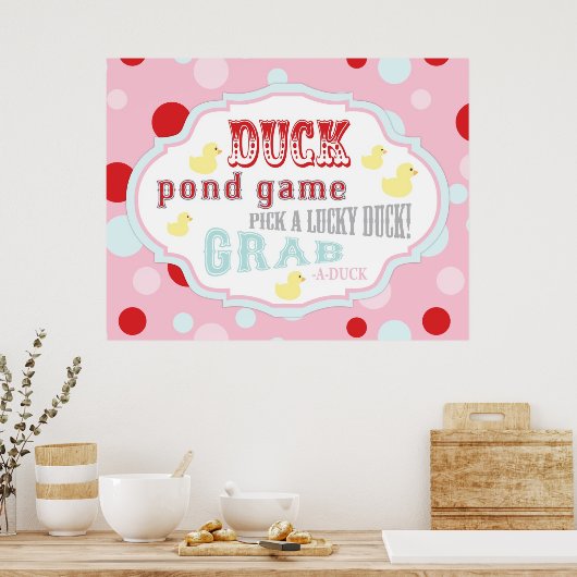 Karneval oder Circus Duck Pond Game Sign Poster (Küche)