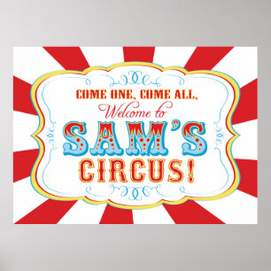 Karneval oder Circus Geburtstagsbanner für Sam Poster