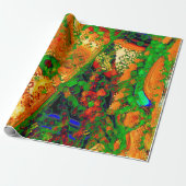 Karneval oder Party mit Maske, grün und orange Geschenkpapier (Ungerollt)