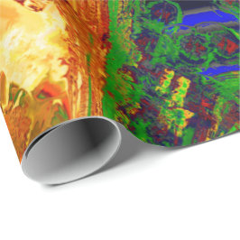 Karneval oder Party mit Maske, grün und orange Geschenkpapier