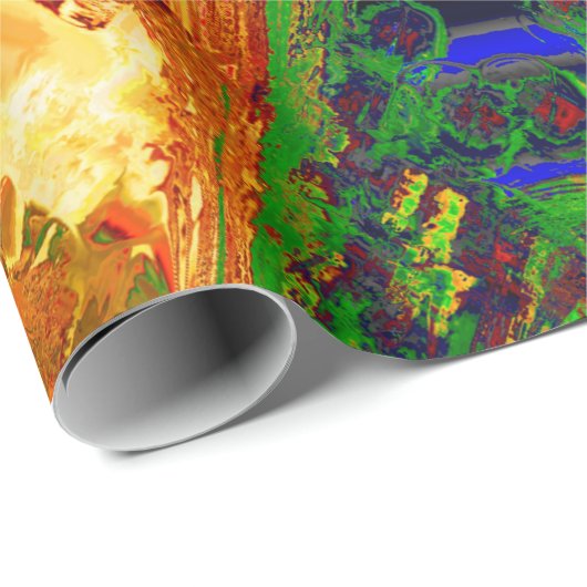 Karneval oder Party mit Maske, grün und orange Geschenkpapier (Rolleneckpunkt)