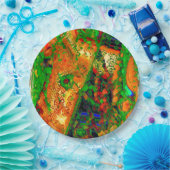 Karneval oder Party mit Maske, grün und orange Pappteller (Party)