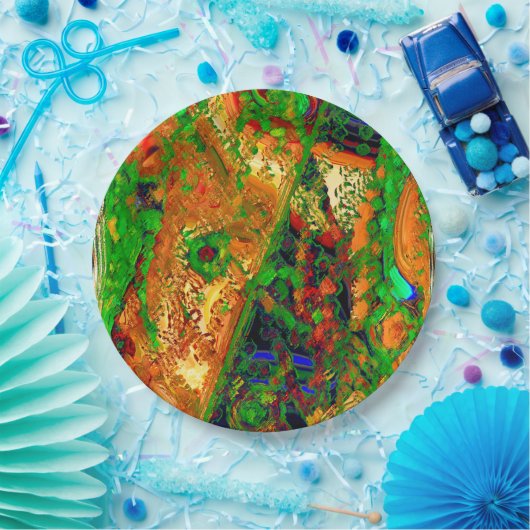 Karneval oder Party mit Maske, grün und orange Pappteller (Party)