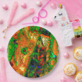 Karneval oder Party mit Maske, grün und orange Pappteller (Party)