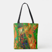 Karneval oder Party mit Maske, grün und orange Tasche (Rückseite)