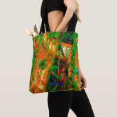 Karneval oder Party mit Maske, grün und orange Tasche (Von Nahem)