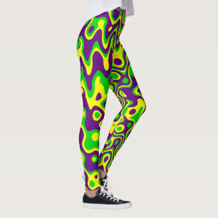 [Karneval OP-Kunst] lila grünes Gelb Leggings