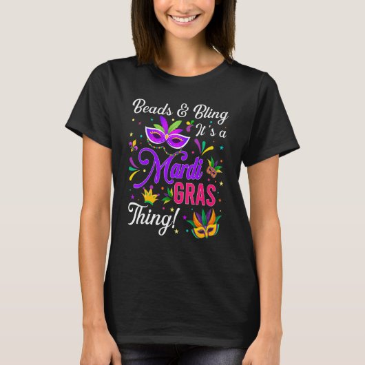Karneval Party Beads Bling Es ist eine Mardi Gras  T-Shirt (Vorderseite)
