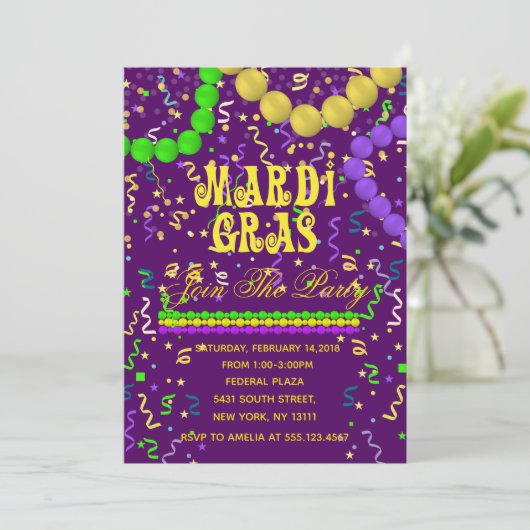 Karneval-Party Einladung (Stehend Vorderseite)