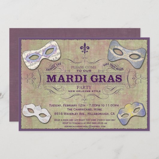 Karneval-Party Einladung (Vorne/Hinten)