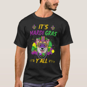 Karneval Party Idee Corgi Hund Mardi Gras T-Shirt