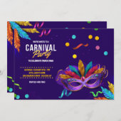Karneval Party Mardi Gras Einladung (Vorne/Hinten)