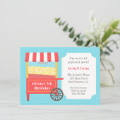 Karneval Popcorn Kindergeburtstag Party Einladunge Einladung (Stehend Vorderseite)