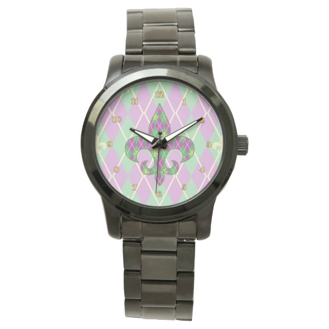 Karneval-Raute Armbanduhr (Vorderseite)