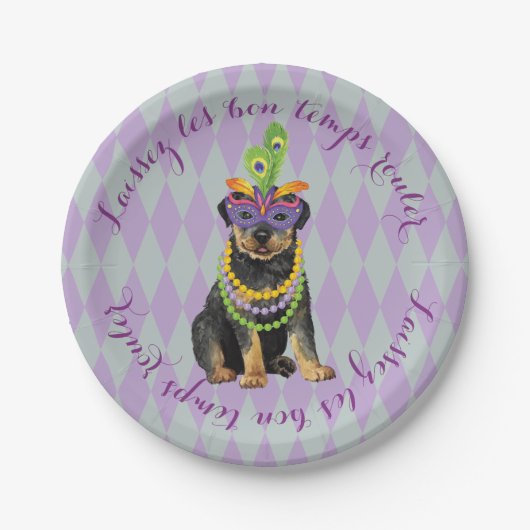 Karneval Rottweiler Pappteller (Vorderseite)