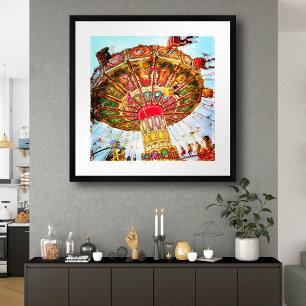 Karneval-Schaukelritt blauer Himmel Vintage-Retro- Poster