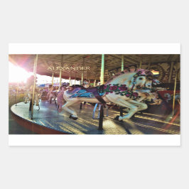 Karneval Staat Messe Merry-Go-Round Karussell Pfer Rechteckiger Aufkleber