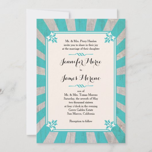 Karneval Steampunk Türkis Hochzeit Einladung (Vorderseite)