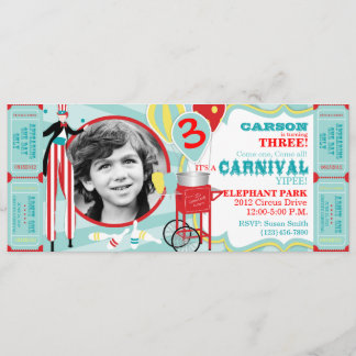 Karneval Stilt Walker & Cotton Candy Geburtstag Einladung