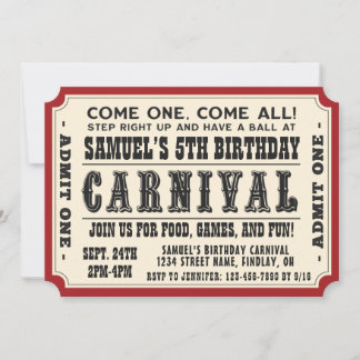 Karneval Ticket Einlass einer Geburtstagsparty, je Einladung
