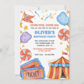 Karneval Ticket und Candy Kindergeburtstag Party Einladung (Vorderseite)