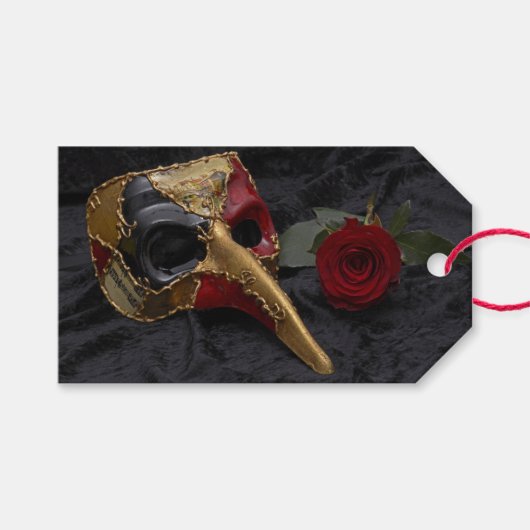 Karneval Venezianisch Pantalone Masquerade Rose Geschenkanhänger (Vorderseite (Horizontal))