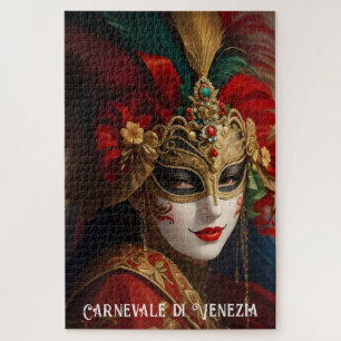 Karneval von Venedig Maske rot grün gold Puzzle