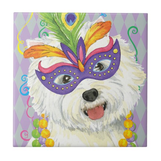 Karneval Westie Fliese (Vorderseite)