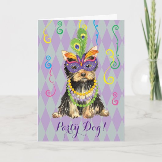 Karneval Yorkie Karte (Vorderseite)
