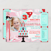 Karneval Zelt Kuchen Geburtstagseinladung Einladung (Vorne/Hinten)