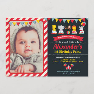Karneval Zirkus Tiere Geburtstagseinladung Einladung