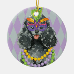 Karneval-Zwergpudel Keramik Ornament