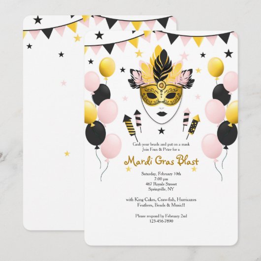 Karnevals-Feier-Einladung Einladung (Vorne/Hinten)