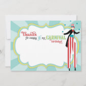 Karnevals-Stelze-Wanderer-Zuckerwatte danken Ihnen Dankeskarte (Rückseite)