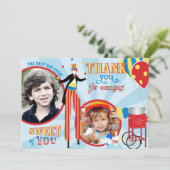 Karnevals-Stelze-Wanderer-Zuckerwatte danken Ihnen Dankeskarte (Stehend Vorderseite)